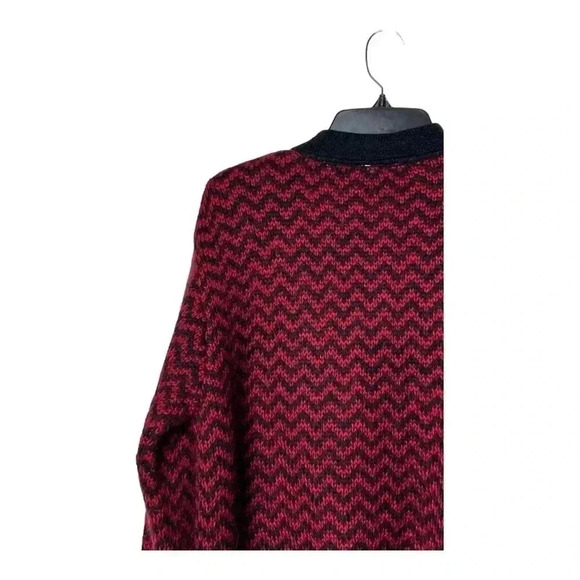 1535. VINTAGE PAUL HARRIS‎ DESIGNS MOHAIR LONG SLEEVE FULL ZIP CARDIGAN CHEVRON - Picture 8 of 9